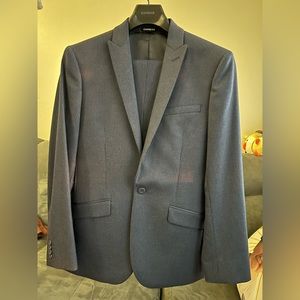 EXPRESS 36S Suit with 29W 30L pant || Extra Slim fit Pinstriped Navy